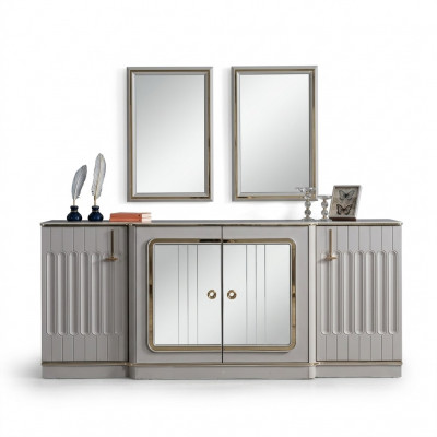 Modern Sideboard mat 2x Spigelen, Designer Luxus Wunnzëmmer Miwwelen Kommode