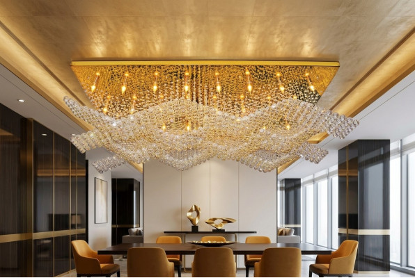 Grouss Luucht Lampe Kronluchter Luxus Luuchten XXL Plafongsluucht 100x200cm