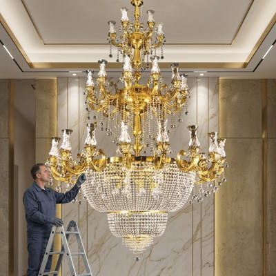 Krounluucht Hänkluucht Foyer Wunnzëmmer Luxus Glanz Luucht 360 cm