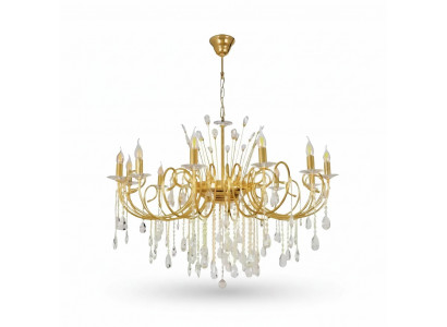 Kronleuchter Luucht Lampe Wunnzëmmer Goldglas Luxus Plafongsluucht Luuchten