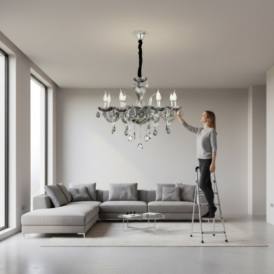 Kronleuchter Smoke Crystal am Wunnzëmmer nei schick Luxus doheem