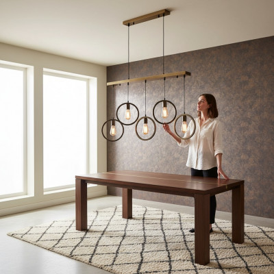 Pendelleuchte schwaarz schick Plafongsliicht 70x90cm Wunnzëmmer Luucht