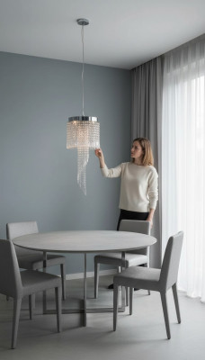 Lüster Hängeleuchte Chrom Wohnzimmer Lampe Beliichtung 30x70
