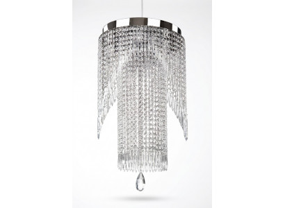 Kronleuchter aus verchromtem Edelstahl ass perfekt fir Är Wunnzëmmer Lampe Beliichtung.