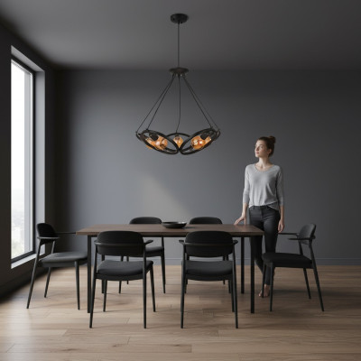 Plafongslampe Eng chic Lampe fir de Wunn- oder Schlofzëmmer nei schwaarz