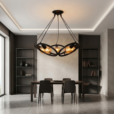 Plafongslampe Eng chic Lampe fir de Wunn- oder Schlofzëmmer nei schwaarz