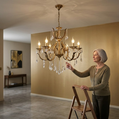 Lampe Hängeleuchte Lüster Kristalllampe Plafonnière Luuchten 73x110