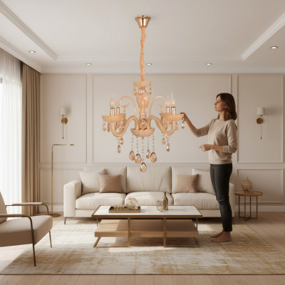 Plafongslamp Eng modern Glas Hängeleucht Wunnzëmmer Luxus nei