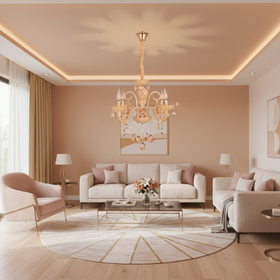 Plafongslamp Eng modern Glas Hängeleucht Wunnzëmmer Luxus nei