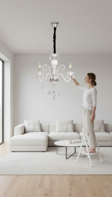 Plafongslampe Eng modern Hänkeluucht Wunnzëmmer Luxus nei wäiss
