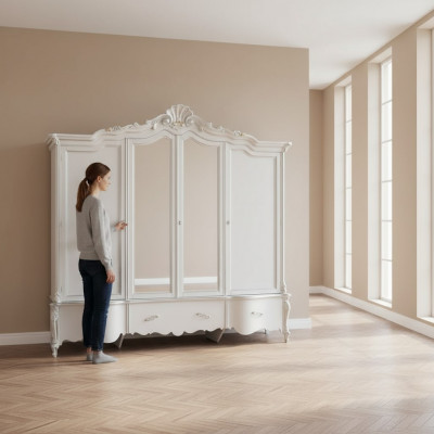 Véierdierge Wäisse Klassesch Kleedermaart Massivholz Schief Design