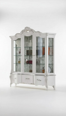 Luxus Holz Vitrin Desch Design Schief Wäiss Italienesch Miwwelen