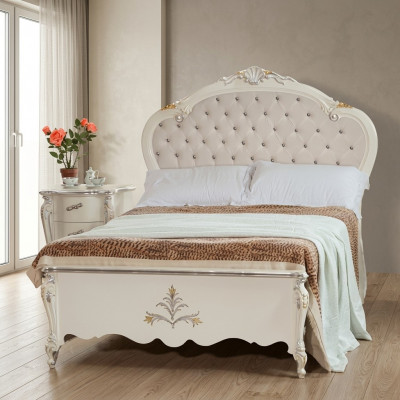 Design Bett 120x200cm Chesterfield Holz-Bett Betten Hotelzëmmer Bestietnes