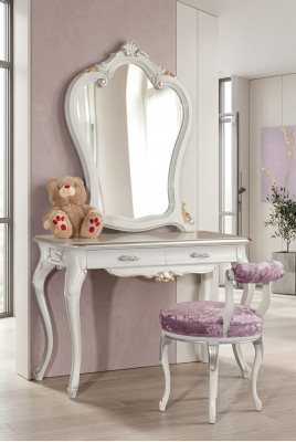 Schminktisch Set Konsol Spigel Schlofkummer Miwwel Design 2-teileg Holz