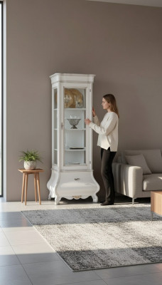 Luxus Holzschaf Design Vitrin wäiss Italienesch Miwwelen Schaf Vitrinen