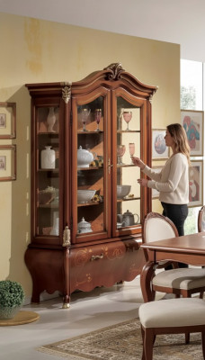 Luxus Holz Vitrine Anrichte Design Schief Braun Italienesch Miwwelen Nei