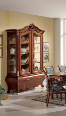 Luxus Holz Vitrine Anrichte Design Schief Braun Italienesch Miwwelen Nei