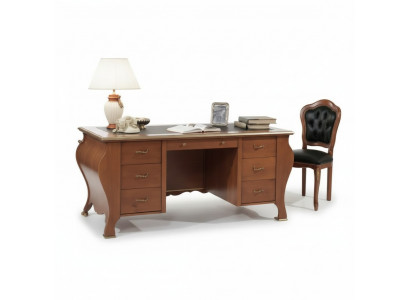 Büroschreif klassescht Design Schreifdësch aus brongem Holz Dësch Mëbelen