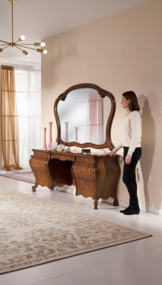 Schminkdësch Set Spigel Schlofzëmmer Miwwelen Design 2tlg