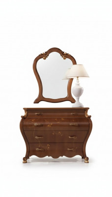 Schlofzëmmer Spigel Kommode Holz Klassescht Design Luxus Braun Neit