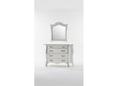 Komplett hëlze Commode mat Spigel klassesch Miwweldekoratioun 2tlg