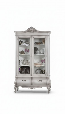 Holz Vitrine wäiss Sideboard Design Schief Italienesch Miwwelen Schaf