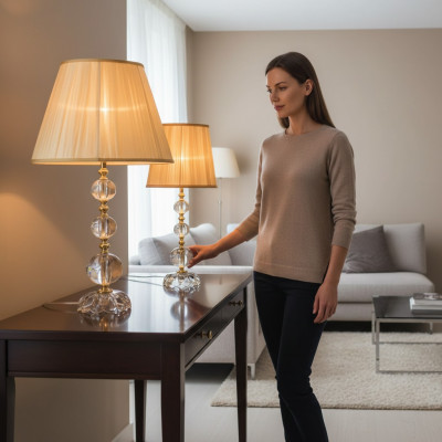 Modern Kristall Stehlampe Luxus Dëschlampe Schreifdësch Design Luucht