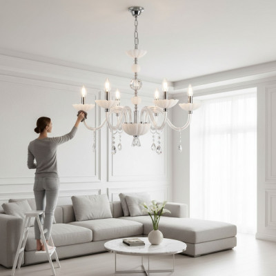 Kristalllüster Plafonnière Zeus Wäiss Plafonnlampe Lampe