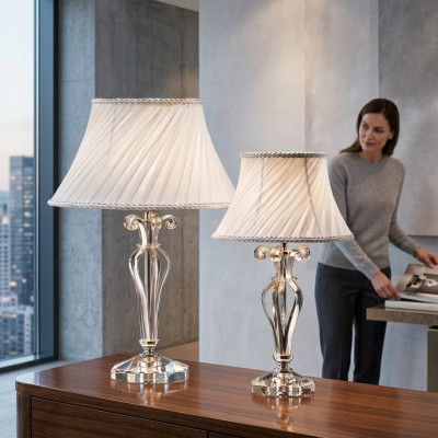 Designer Klassesch Dëschlampe Steellampe Lüster Kristall Luxus