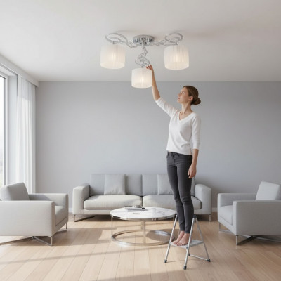 Kristall Hängeleuchte wäiss Luuchter Hänklampe Plafonglampe