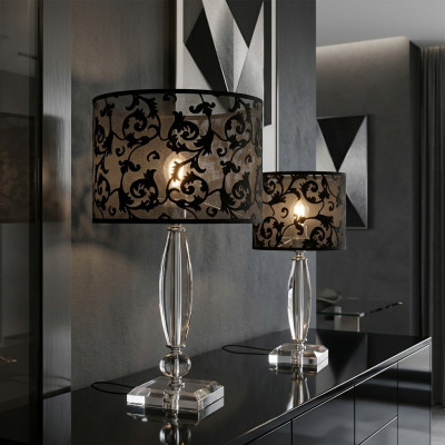 Dëschlampe am antike Stil Krounluchte Dëschtlampe Kristall Lumièrë Lampe