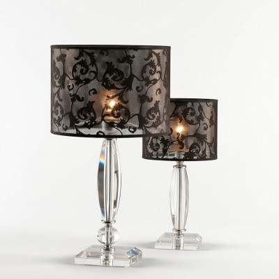 Dëschlampe am antike Stil Krounluchte Dëschtlampe Kristall Lumièrë Lampe