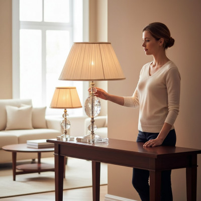 Dëschlampe Dëschellampen Kristallkrounluucht Antiken Stil Luucht Luuchten