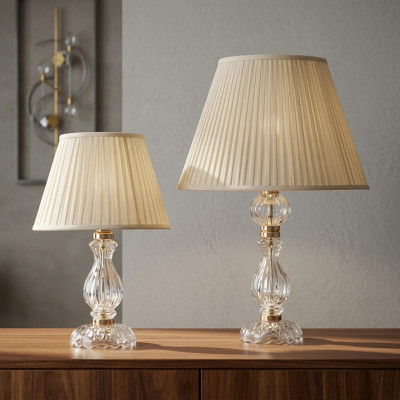 Wäiss Transparent Dëschtlampe Antik Stil Krounluchter Kristall Luucht