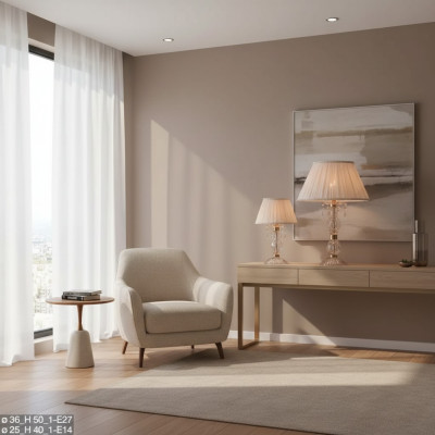 Antik Stil beige Luucht Dëschluucht Kronluichter Kristall Dëschtlechluuchten