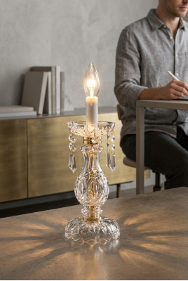 Stilvoll Dëschlampe Antik Stil Ariichtung Luxus Käerzenlampe Kristall