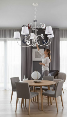 Luxuriéise 4x Luuchten Lüster Plafongsliicht Art déco Wäiss Nei