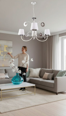 Luxuréis 3x Luuchten Krounluucht Deckenluucht Art déco Wäiss Nei