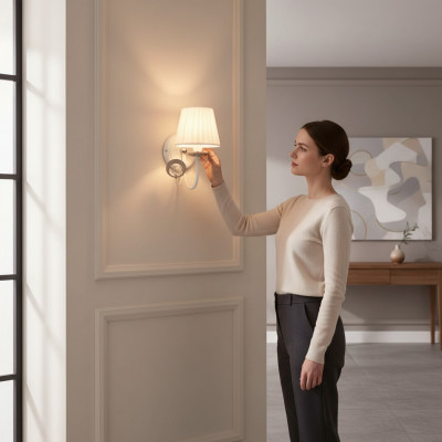 Wäisse Wandluucht Designer Luxus Luucht Lüster Klassesch Stil