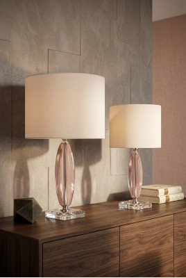 Dëschlampe beige Kristall Luuchter klassesch Dëschschiermliicht nei