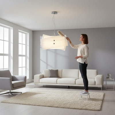 Stilvoll Plafongsliicht klassesch wäissen Hänkliichter mat 2x Lampen nei