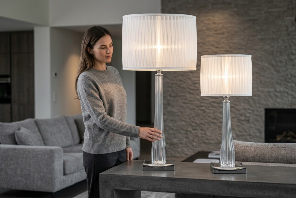 Designt Tischlamp, Luucht Nuetsdësch, Dësch Luucht wäiss Konsolluucht