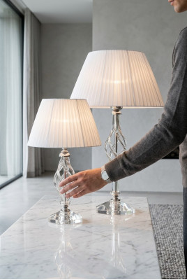 Dëschluucht antik Stil Dëschtlampe Kristall Leucht wäiss Dëschtlampe Nei