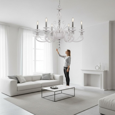 Plaffongsluucht Plaffongsleef Lüstere Krounluucht Glas Wäiss Luuchten Antik Stil