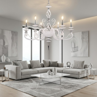 Plaffongsluucht Plaffongsleef Lüstere Krounluucht Glas Wäiss Luuchten Antik Stil