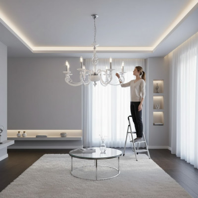Plafongslampe Lüster Kristall Lampe Luxus Plafongsleuchter Wäiss Kronleuchter