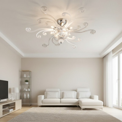 Luxus Plafongsliichter Wäiss Krouneliichter Plafongslamp Lusterc Kristalllamp