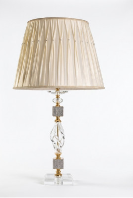 Luxuriéische Luucht Dëschlamp stilvoll Beige Dëschlamp Dësch Kristall nei