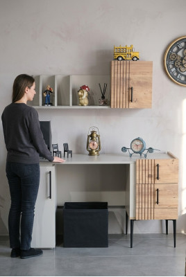 Stilvoll Bürosmiwwel Komplett Set Regal Schreifdësch Holz Top-Qualitéit nei