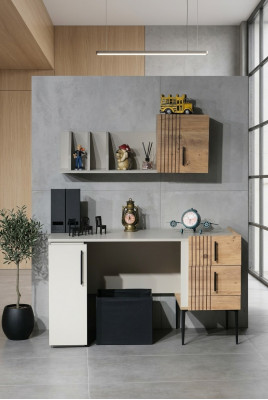Stilvoll Bürosmiwwel Komplett Set Regal Schreifdësch Holz Top-Qualitéit nei
